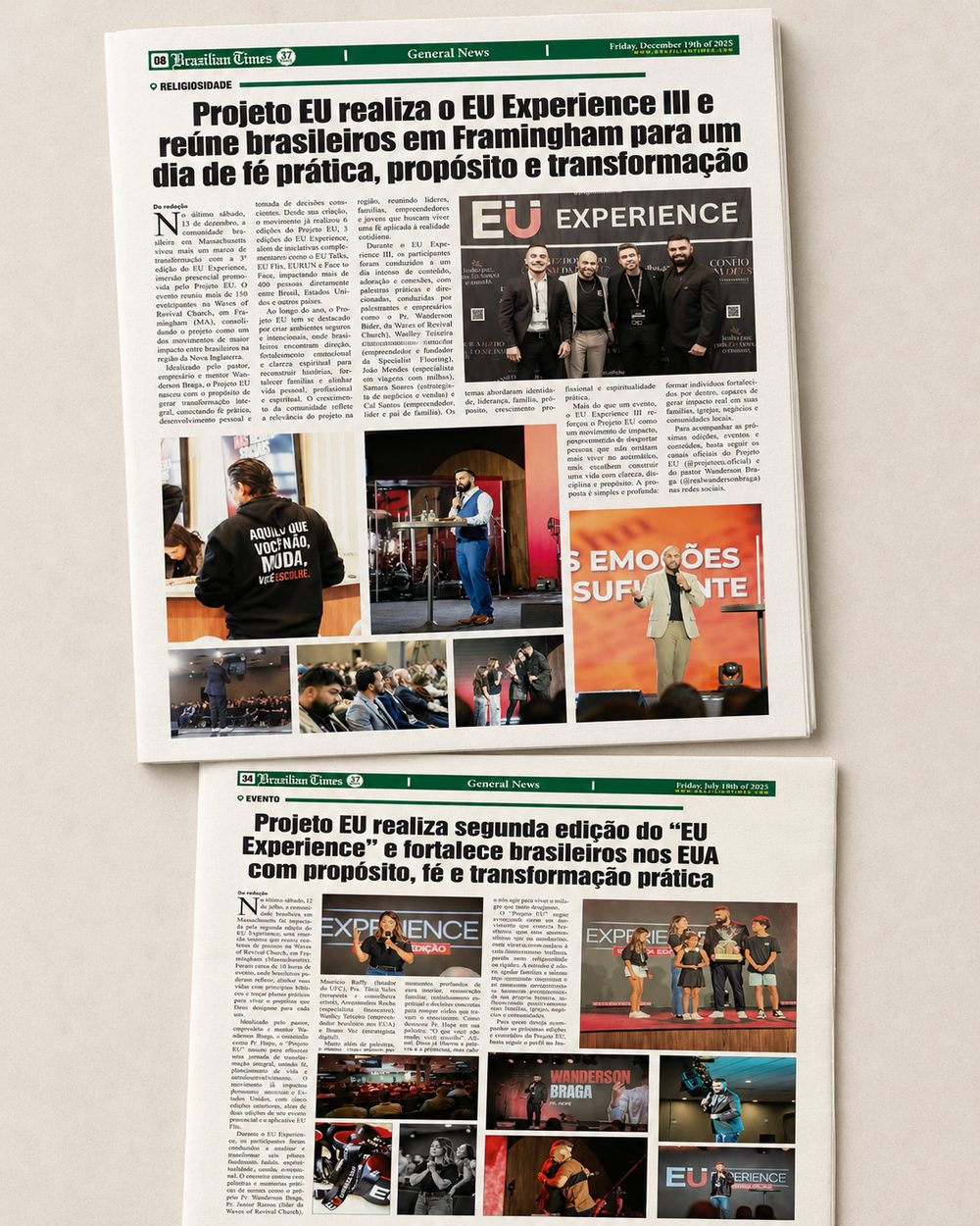 Projeto EU nas páginas do Brazilian Times